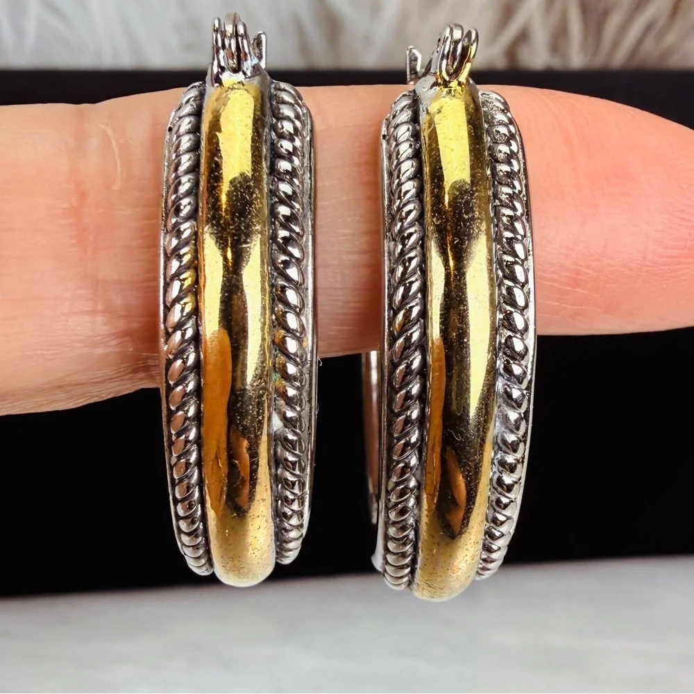 Vintage weighted silvertone and goldtone costume earrings